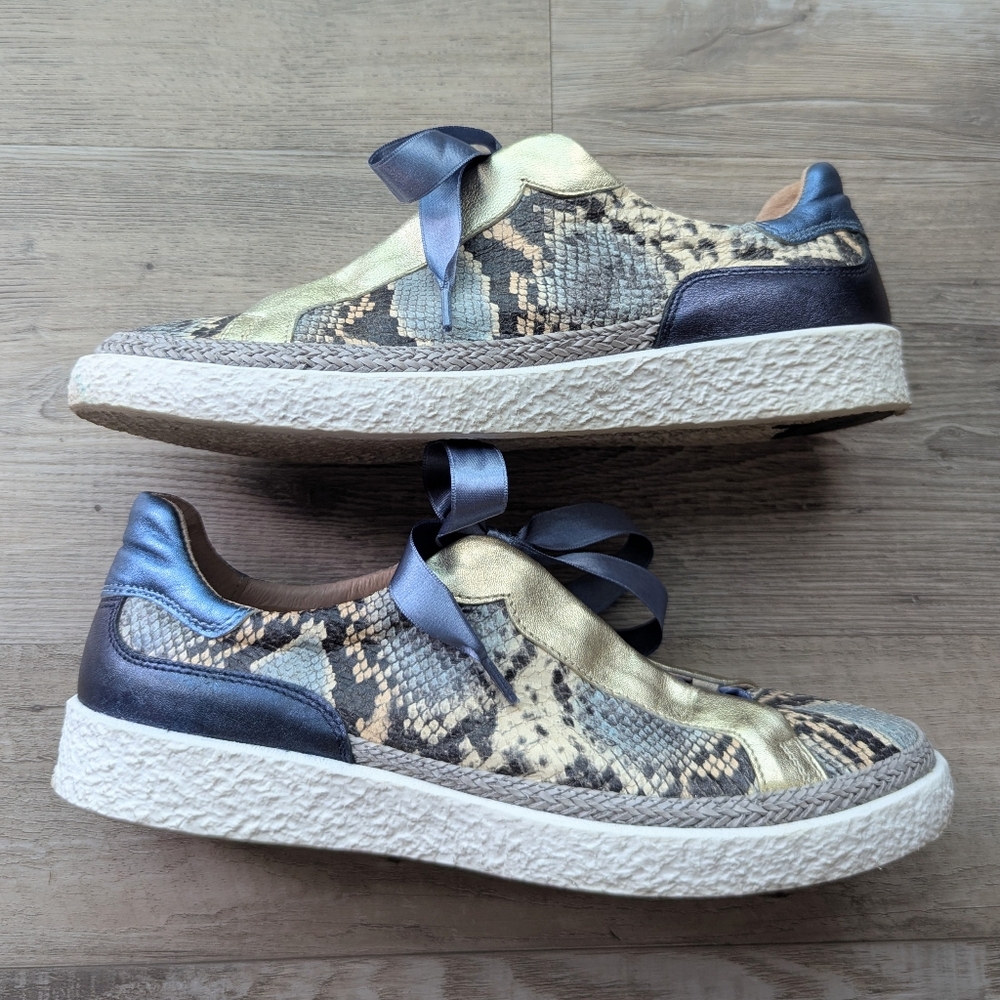 Softwaves Python Print Leather Sneakers 39.5 8.5 9 - image 2